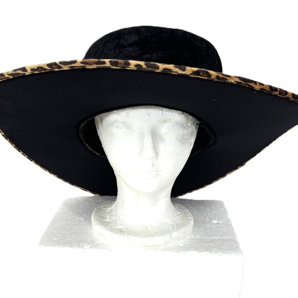 70’s Style Blk Panne Velvet Pimp Big Daddy Hat Vtg - Picture 2 of 12